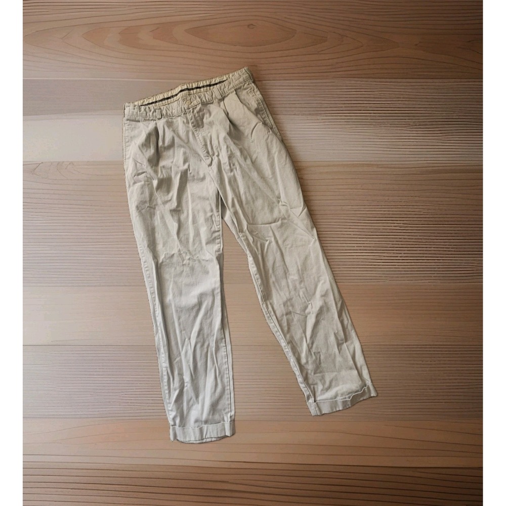 Polo Ralph Lauren Chino Pants Mens 36x32 Khaki Pleated Cuffed USA MADE Vintage